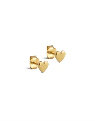 Heart Øreringe Studs - Guldfarvet